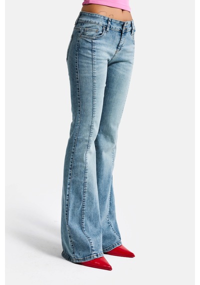 Itsbasic Kadın Kot Rengi 4s6-32 Swl Mid Rise Flare Fit Orta Bel Esnek Kumaş Denim Jean