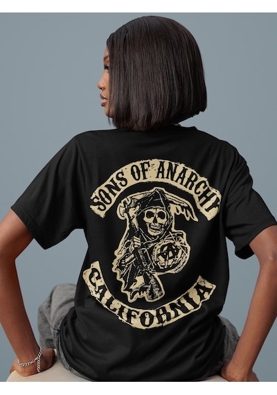 Sons Of Anarchy California Sırt Baskılı Unisex Oversize Dizi Tişö Siyah