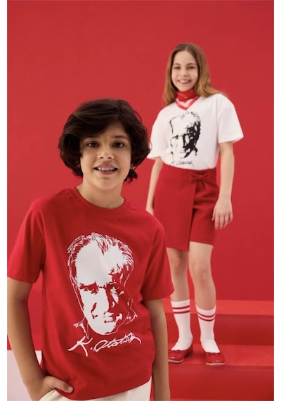 Defacto Atatürk Baskılı Kırmızı Erkek Çocuk T-shirt B6938a8/rd282