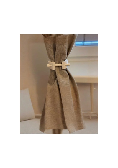 Modern Minimalist Perde Tokası - Dekoratif Perde Bağı Mandalı - Beyaz Fon Perde Tutucu 2 Adet Beyaz