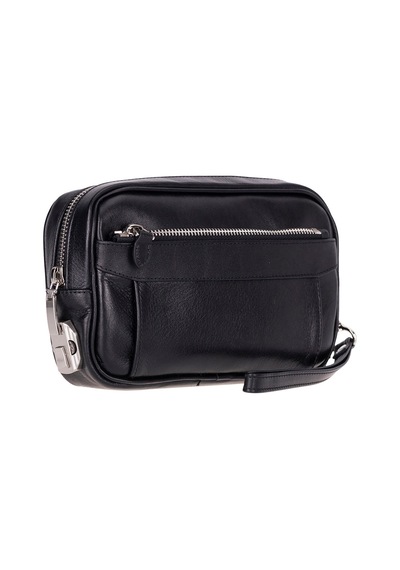 Bloominbag Bloomclutch Forge Obsidian Black Luxe Hakiki Deri Unisex Clutch Siyah
