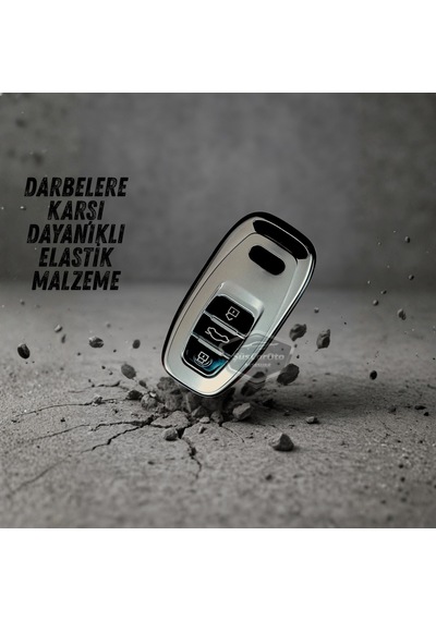 Audi A1 A3 A4 A5 A6 A7 A8 Q3 Q5 Q7 S4 S5 S6 S7 S8 R8 Tt Quattro Uyumlu Silikon Anahtar Kılıfı Oto Anahtar Kabı Darbe Emici Anahtarlık Koyu Titan Gri 00 Şüscaroto Aksesuar