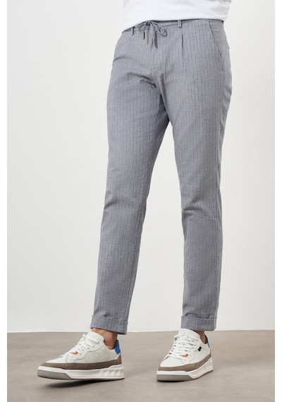 Morven Erkek Lacivert Pamuk Keten Trend İpli Jogger Slim Fit Spor Pantolon Lacivert