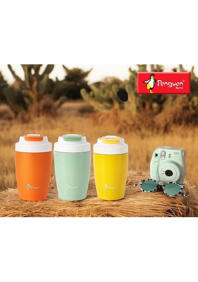 400 Ml Tombik Mug Termos Pipetli Renkli Sarı