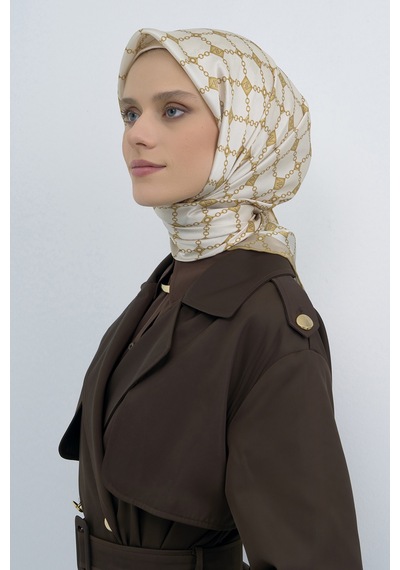 Armine Saf İpek Sura Eşarp-2026 İlkbahar-yaz- 953000d Krem-Yeşil