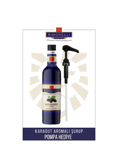 Simonelli Kahve Şurubu ve Kokteyl Şurubu Karadut Aromalı 700 ML + Pompa