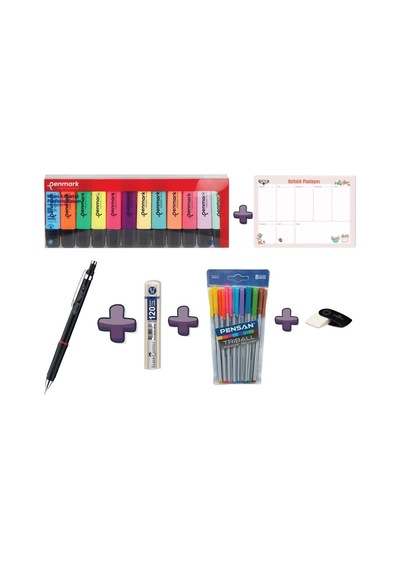 Kırtasiye Kalem Seti Rotring Rapid Faber 120lik Uç Penmark Fosforlu Kalem Pensan Triball Vs..