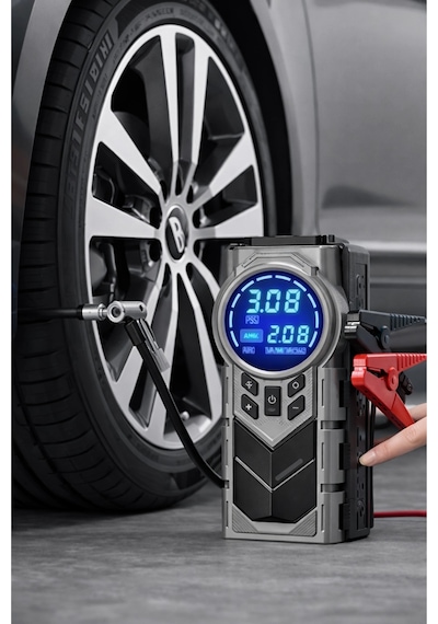 Auhma A7722 Taşınabilir Akü Takviye Cihazı 150 Psı Dijital Hava Kompresörü 8000 Mah