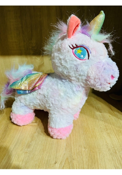 Peluş Unicorn Sevimli Unicorn 35cm Açık Gri
