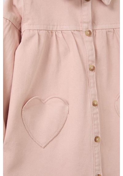 Defacto %100 Pamuk Uzun Kollu Denim Elbise Kız Bebek G8899a526spbr134 Pembe-br134