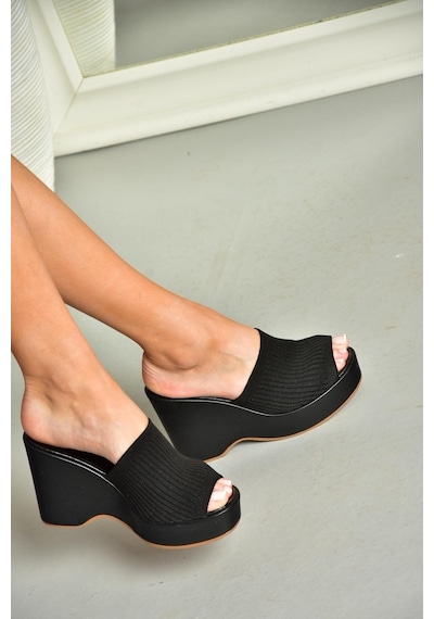 Fox Shoes S250460104 Siyah Triko Kumaş Dolgu Tabanlı Kadın Terlik Siyah Fox Shoes S250460104 Siyah Triko Kumaş Dolgu Tabanlı Kadın Terlik Siyah