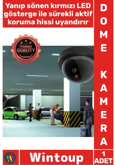 Kamera Güvenlik Sistemi Gerçekçi Görünüm Hareket Sensörlü Kırmızı Led Işıklı Caydırıcı Dome Kamera