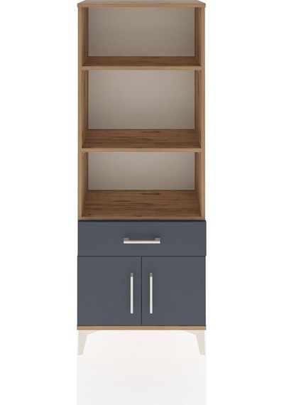 Arges Dolap 3 Raflı Tek Çekmeceli 2 Kapaklı 60x30x163 Çam-antrasit Atlas Çam