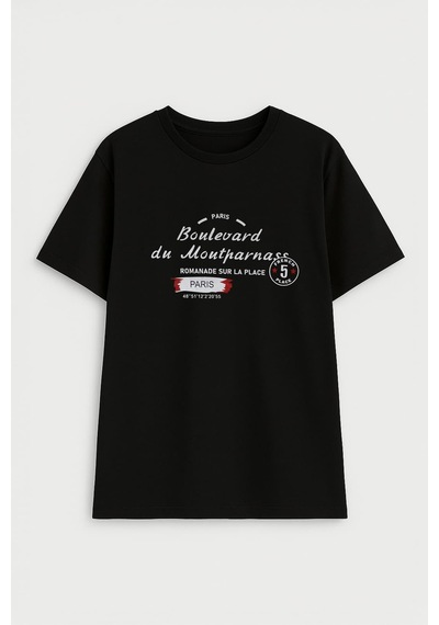 Markapia Man Erkek Bisiklet Yaka Baskılı T-shirt Narçiçeği S S