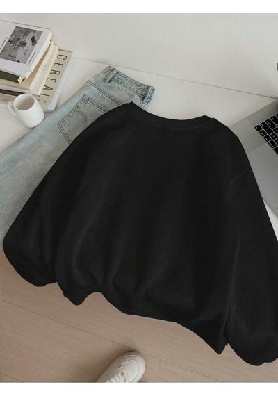 Uyguntarz Unisex Happycherry Tasarım Basklı Sweatshirt siyah