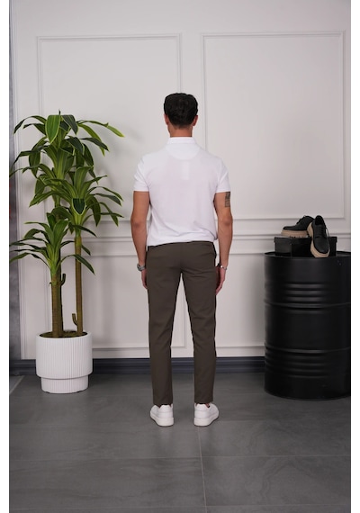 Modefendi Pamuk Likra Slim Fit Kalıp Bebe Yaka Fermuarlı Tshirt Beyaz