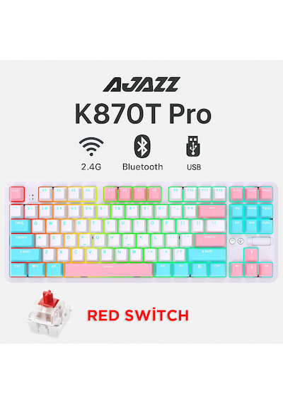 K870t Pro Beyaz Mekanik Klavye + Aj139 V2 Beyaz Oyuncu Mouse Set