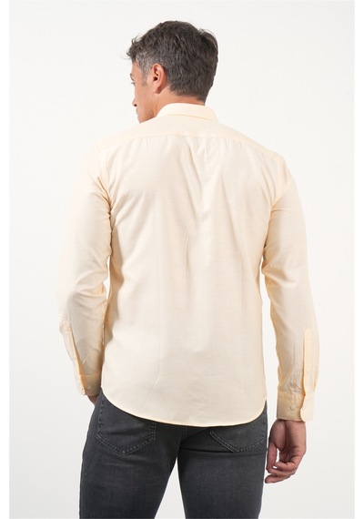İmza Turuncu Düğmeli Yaka Uzun Kol Slim Fit Pamuklu Gömlek 1004260236 K.turuncu