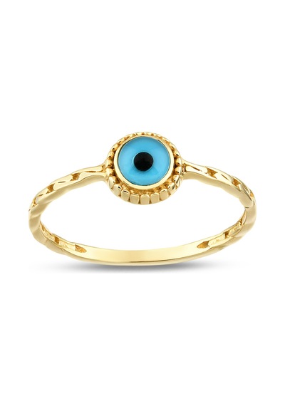 Debora Jewelry 14 Ayar Altın Nazar Boncuklu Minimal Yüzük
