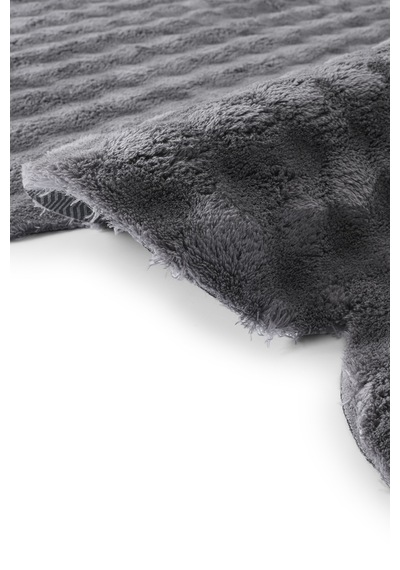 Raschel Carpet Lazer Kesim Koyu Gri Yumuşak Bubble Kaymaz Özel Taban Peluş Halı Yolluk Koyu Gri