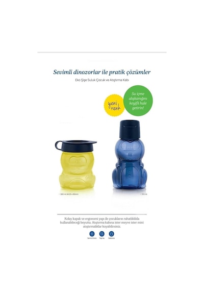 Atıştırmalık Kap 300 Ml Ve Eco Şişe Suluk Dino 350 Ml Mavi