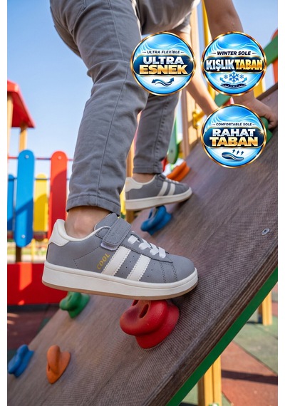 Cool Füme Cırt Bantlı Unisex Çocuk Yürüyüş Ve Spor Ayakkabı Sneaker Coop F