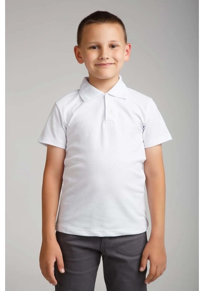 Miniko Kids Erkek Kısa Kol Okul Lakos Beyaz