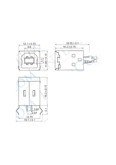 Ic-263 Usb Şase B Tip 180 Dişi Konnektör