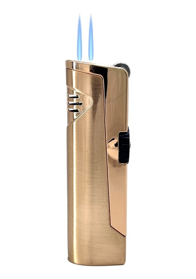 Zenit Çift Pürmüzlü Jet Alevli Metal Puro Çakmağı Rose Gold Sarı