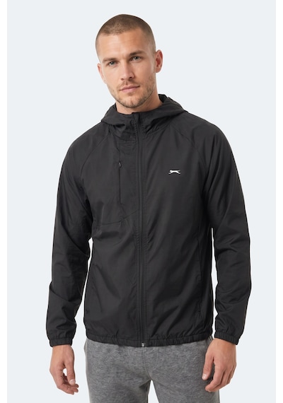 Slazenger Rephar Erkek Kapüşonlu Fermuarlı Siyah Yağmurluk