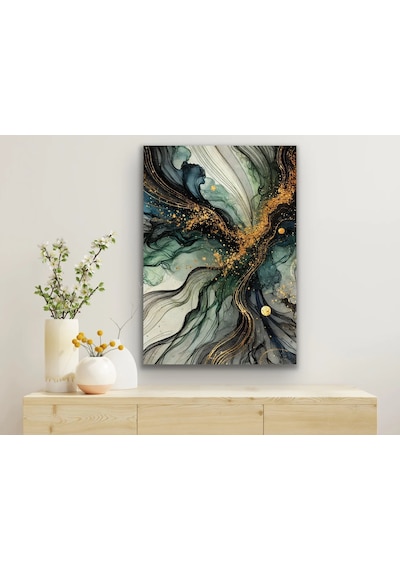 Yeşil Mavi Soyut Kanvas Tablo 70x100cm