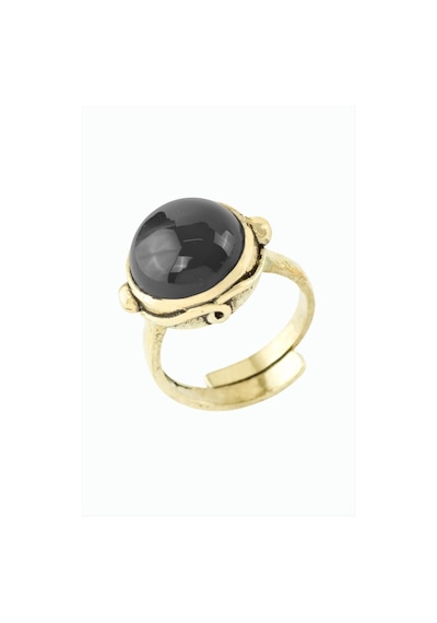 Yuvarlak - 701 - Doğaltaşlı Otantik - Spt-gld - Yüzük Onix Bronz