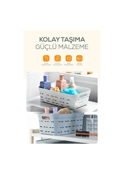 Vienev 6'lı 10,8 Litre Delikli Saklama Kutusu Bej Bej