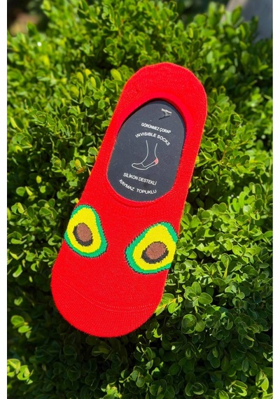 Lousocks Unisex 7'li Yiyecek Desenli Kaymaz Silikon Topuklu Görünmez Babet Çorap Çok Renkli