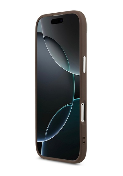 Apple Uyumlu iPhone 17 Air Kılıf Guess Lisanslı M-safeli Klasik Yazı Logolu Pu Deri Kapak Kahverengi Kahverengi