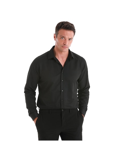 Hatemoğlu Siyah Slim Fit Desenli Slim Yaka Pamuklu Uzun Kollu Gömlek 24d190000019 991 Siyah