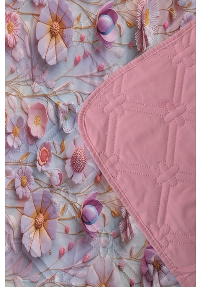 Çiçek Tomurcukları 5d Çok Amaçlı Tek Kişilik Baskılı Pike & Yatak Örtüsü 160x220 Cm Çok Renkli
