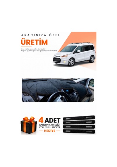 Ford Tourneo Connect 2013-2020 Uyumlu Torpido Koruma Örtüsü Oto Kılıfı - Siyah