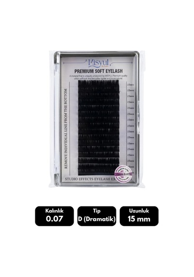 Misyul 0.07d Dramatik Kıvrım 15 Mm Soft Eyelash Doğal İpek Kirpik 16'lı