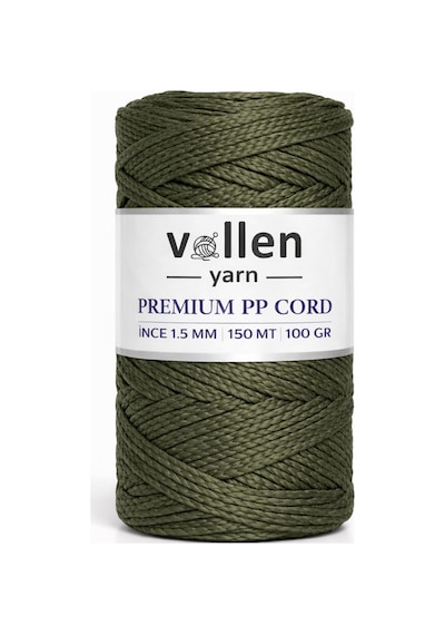 1.5mm-150mt Polyester Makrome Ipi, Supla Ipi, Çanta Ipi, Bileklik Ipi, Makrame, Asker Yeşili
