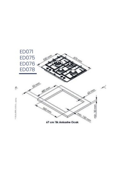 Ferre ED071 Ankastre Ocak