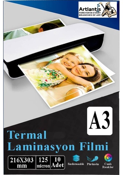 Laminasyon Filmi Parlak A3 10 Lu 1 Paket 125 Mikron Laminasyon Kaplama Pvc Kaplama Poşeti 10 Adet Beyaz