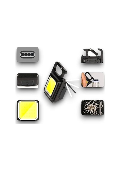 Taşınabilir Işık 3 Işık Modlu Usb Şarj Özeeliğine Sahip - Lisinya Siyah