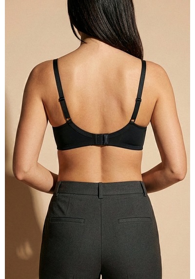 Auw Balenli Desteksiz Basic T-shirt Sütyen - Nudefit Siyah