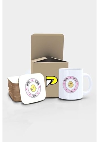 Civciv Bad Bitch Club Tasarımlı Baskılı Kupa Bardak Seti Eğlenceli Özel Hediye Mug Çok Renkli