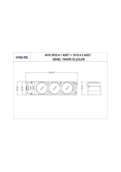 Ne - Ad 4010 Kauçuk 1 Trifaze - 2 Monofaze Grup Priz