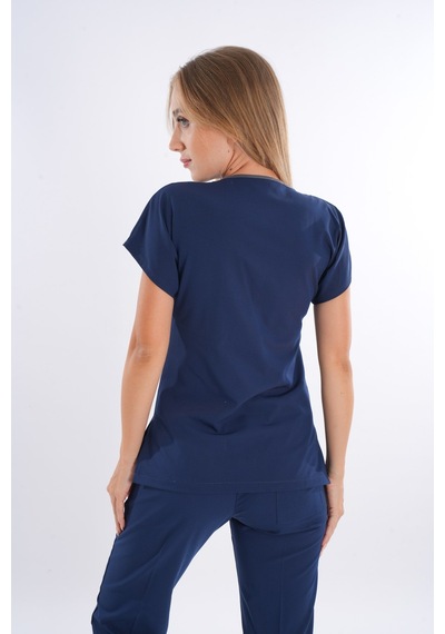Lacivert Renk Hipoya Çamaşır Suyuna Dayanıklı Scrubs Takım İş Kıyafeti Unisex Model Lacivert