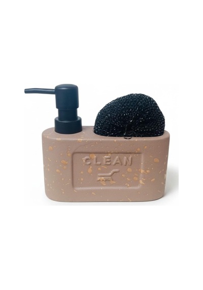 Stoneware Sıvı Sabunluk Süngelik Bölmeli Kahverengi 48798