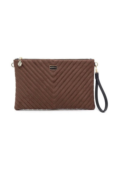 Silver Polo Sp1034 Kadın Portföy & Clutch Kapitone V Süet Kahve-süet Kahve