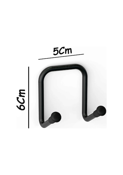 MultiStore Yapışkanlı Çift Kancalı Banyo Mutfak Askısı Metal Askılık Duvar Askı Organizer Siyah